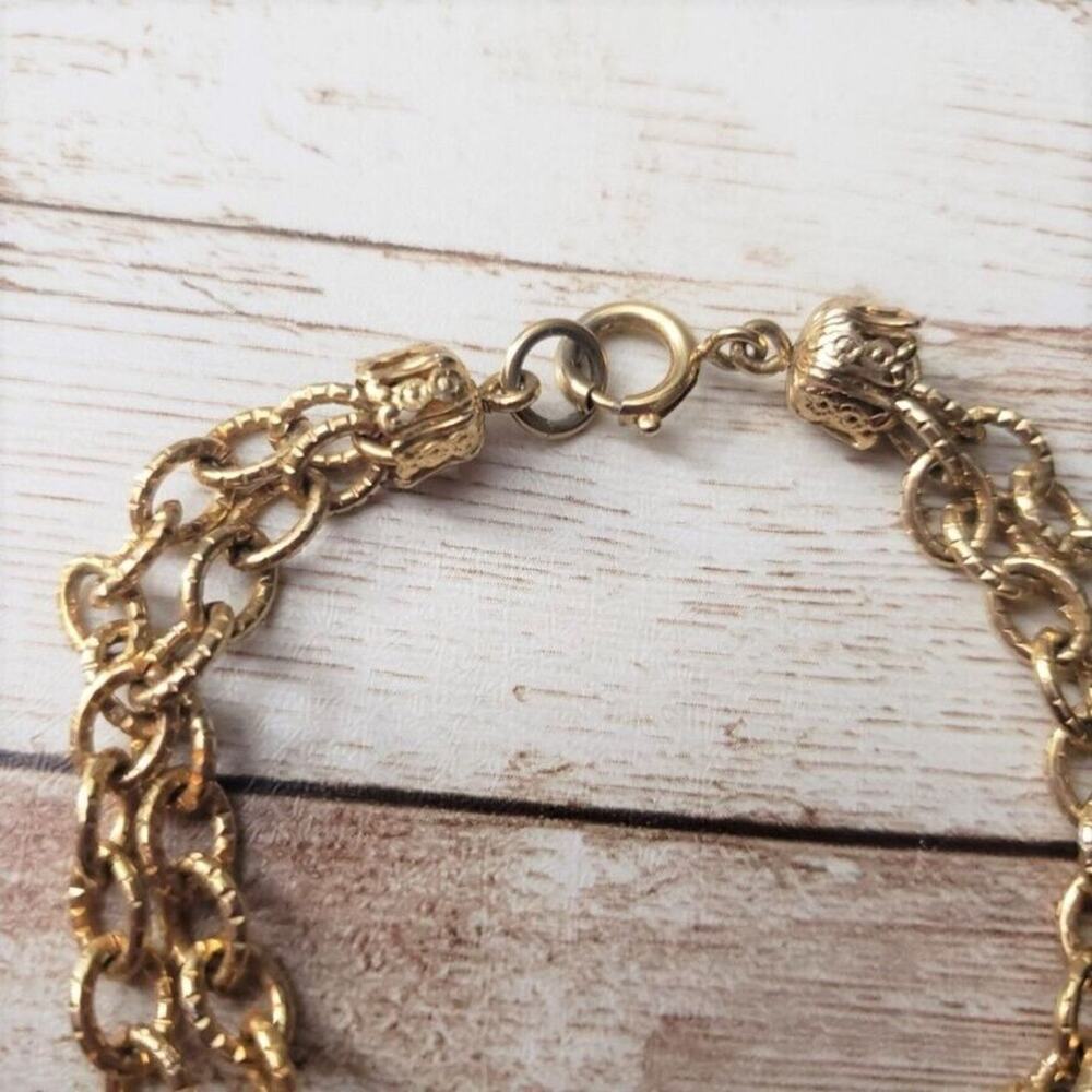 Vintage Bracelet / Bangle Gold Tone Double Chain Bracelet - Picture 4 of 4